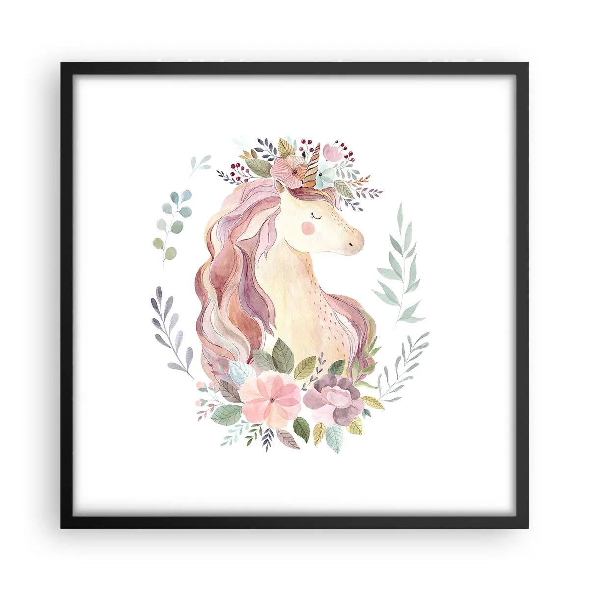 Affiche dans un cadre noir - Poster - Invitation au monde des contes de fées - 50x50 cm