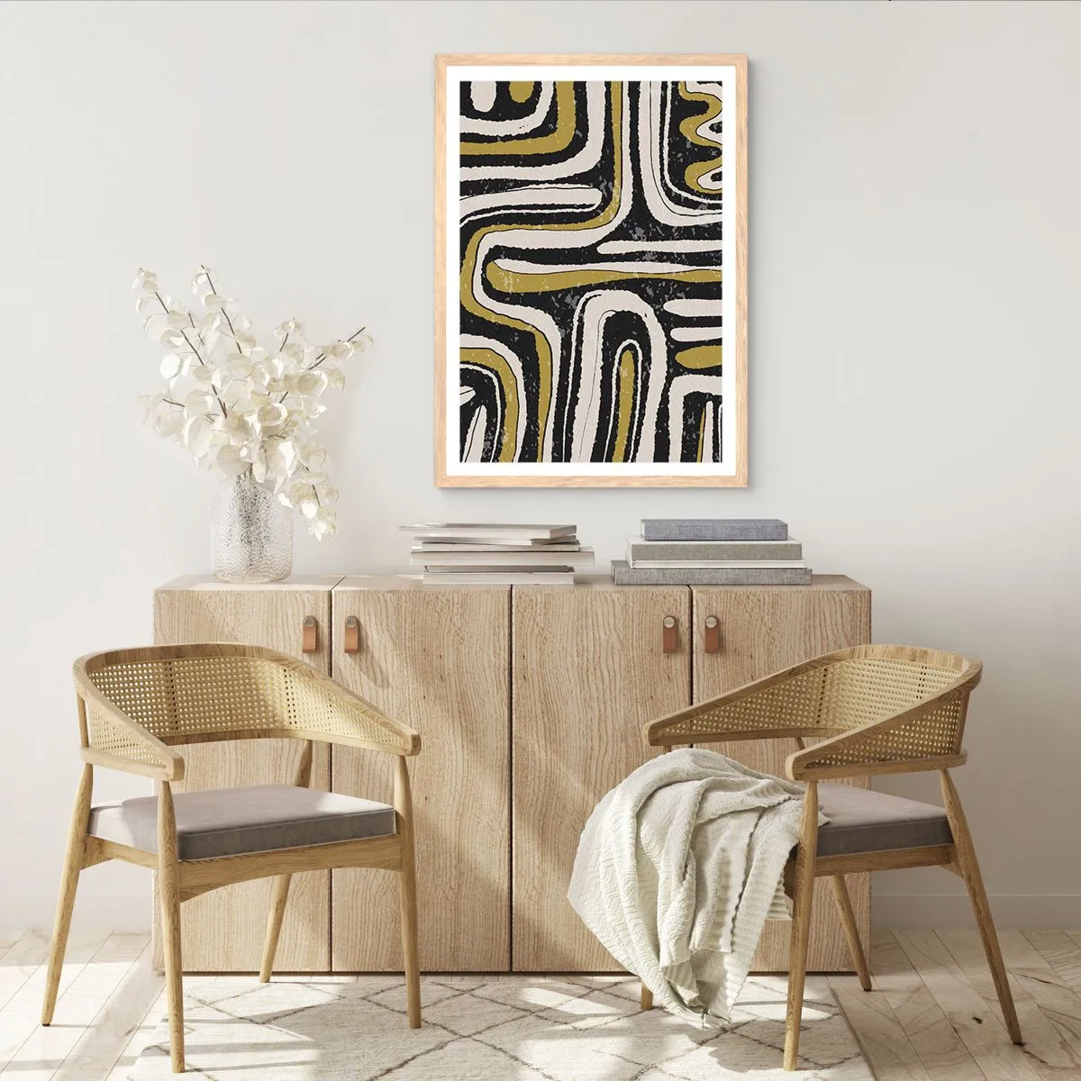 Affiche dans un chêne clair - Poster - Composition : routes et ruelles - 61x91 cm