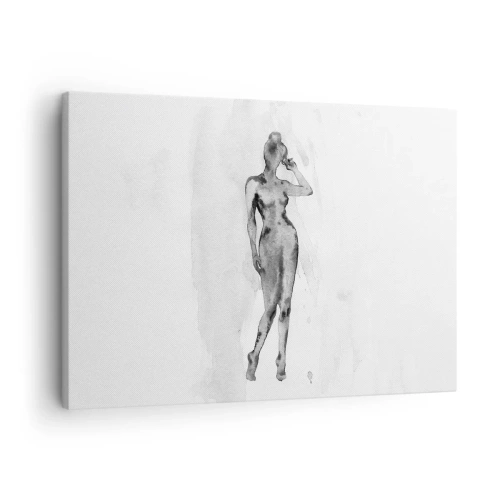 Impression sur toile - Image sur toile - Croquis d'une silhouette de femme en nuances de gris - 70x50cm - Etude de l'idéal de la féminité - Décoration murale moderne pour le salon et la chambre ARTTOR