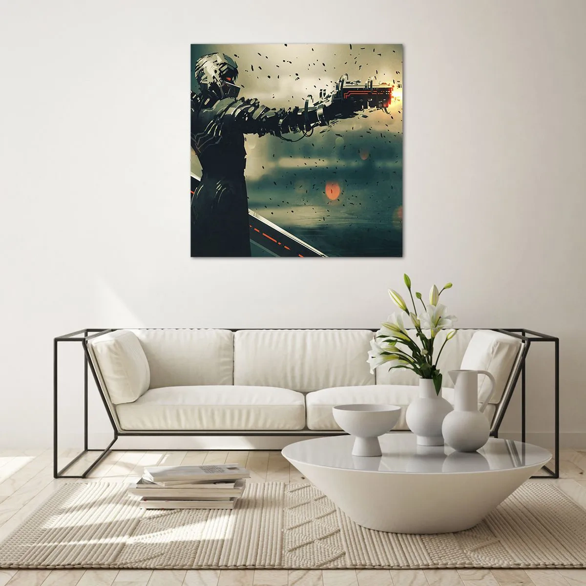 Impression sur verre - Image sur verre - L'arme fatale - Votre propre Terminator - 30x30 cm