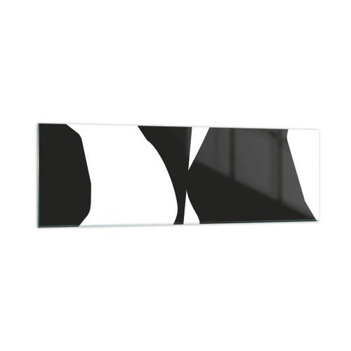 Impression sur verre - Image sur verre - Motif de contraste abstrait en noir et blanc - 160x50cm - Positif négatif - Décoration murale moderne pour le salon et la chambre ARTTOR