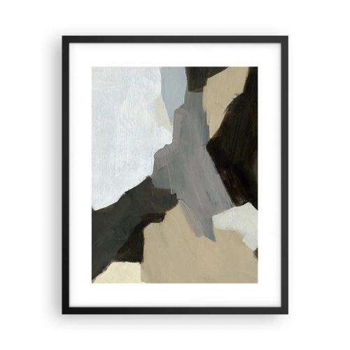 Affiche dans un cadre noir - Poster - Abstraction : le carrefour du gris - 40x50 cm