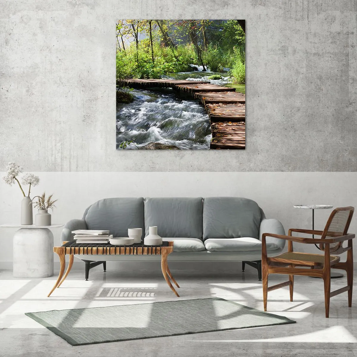 Impression sur verre - Image sur verre - Au-dessus de la cascade mousseuse - 60x60 cm