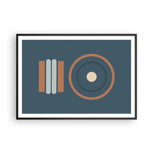 Affiche dans un cadre noir - Poster - Une composition géométrique avec des cercles et des rectangles aux couleurs sobres. - 100x70cm - Essence des choses - Décoration murale moderne pour le salon et la chambre ARTTOR