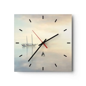 Horloge murale - Pendule murale - Un bateau sur une mer calme dans une douce lumière - 30x30cm - Dans une mer de silence - Décoration murale moderne pour le salon et la chambre ARTTOR