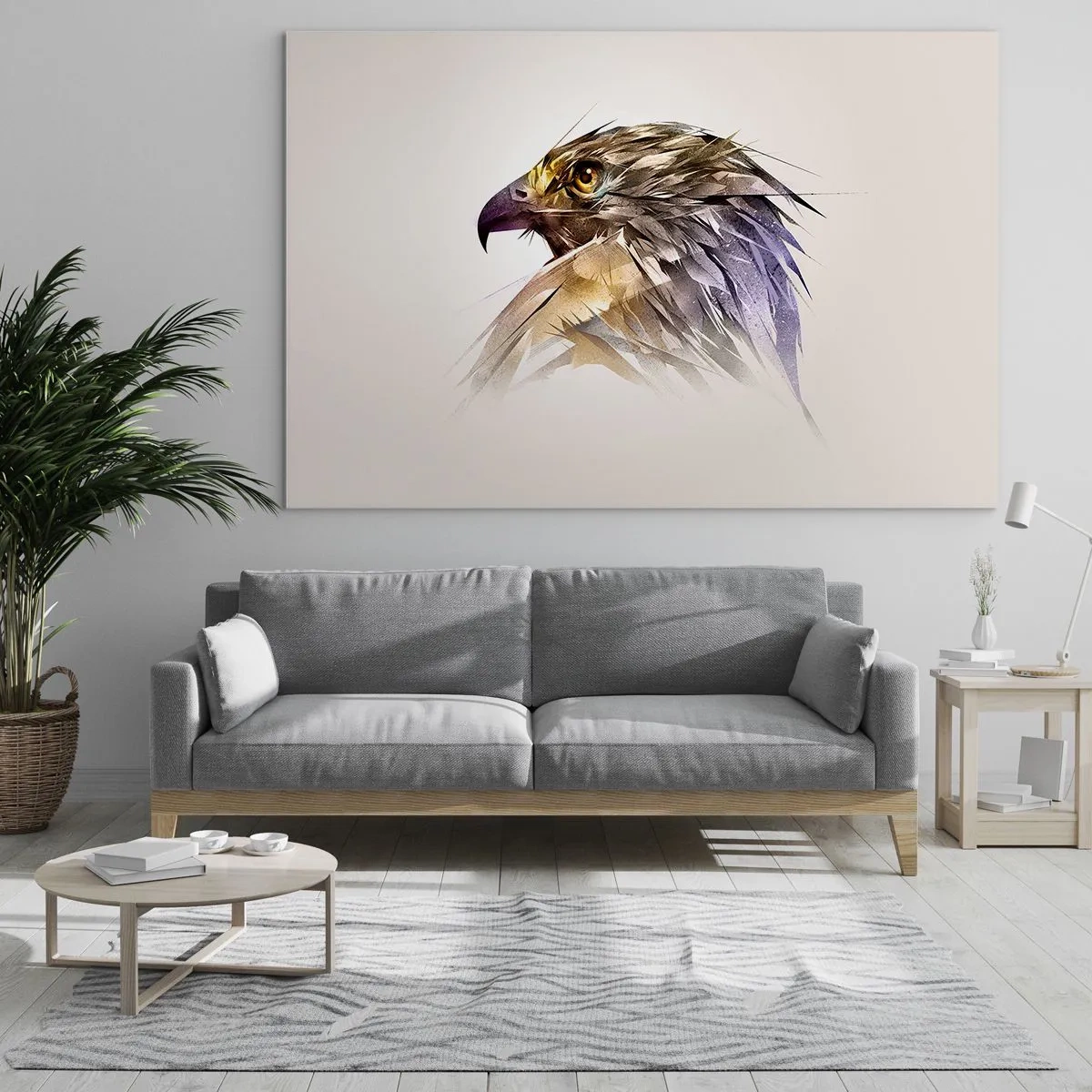 Impression sur verre - Image sur verre - Un portrait artistique d'un aigle sous une forme abstraite - 70x50cm - Portrait d'un guerrier - Décoration murale moderne pour le salon et la chambre ARTTOR