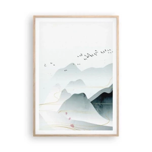 Affiche dans un chêne clair - Poster - Au-delà des sommets - 70x100 cm