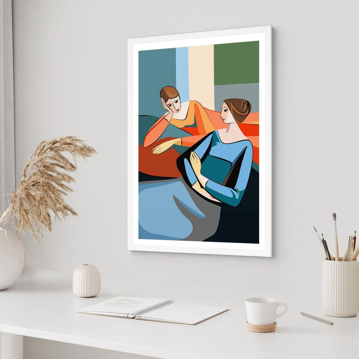 Affiche dans un cadre blanc - Poster - Un moment de confiance - 50x70 cm