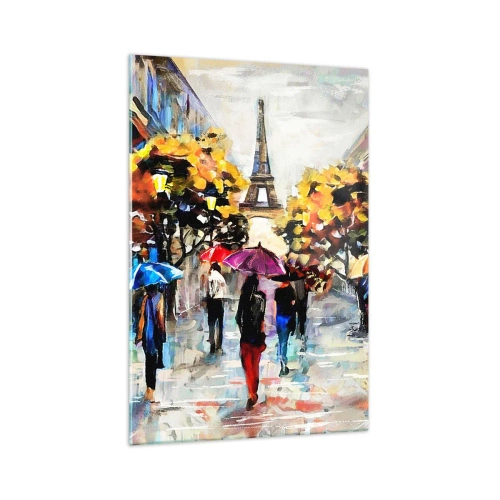 Impression sur verre - Image sur verre - Une promenade d'automne à Paris avec vue sur la Tour Eiffel - 70x100cm - Particulièrement beau en automne - Décoration murale moderne pour le salon et la chambre ARTTOR