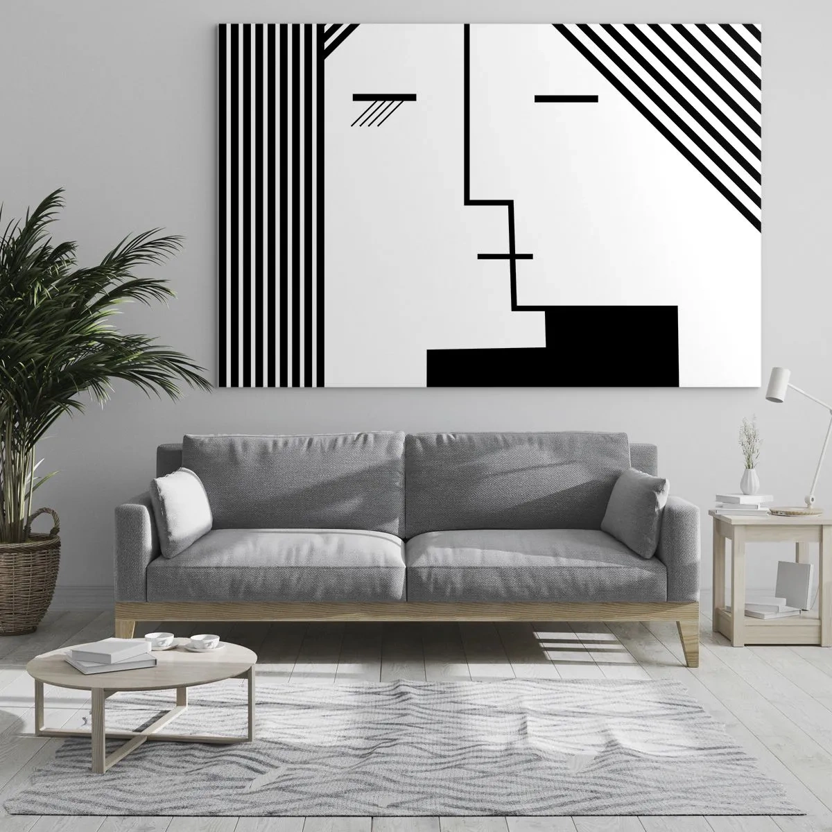 Impression sur verre - Image sur verre - Une interprétation graphique d'un baiser dans un style minimaliste - 120x80cm - Juste un baiser - Décoration murale moderne pour le salon et la chambre ARTTOR