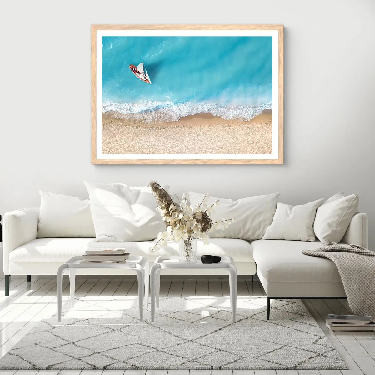 Affiche dans un chêne clair - Poster - A la frontière de l'azur et de l'or - 50x40 cm
