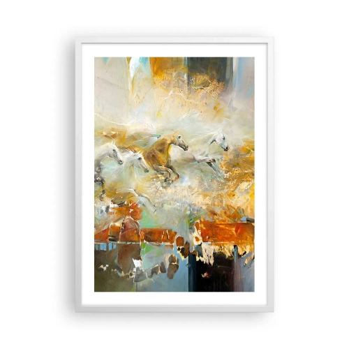Affiche dans un cadre blanc - Poster - Au galop vers la lumière - 50x70 cm