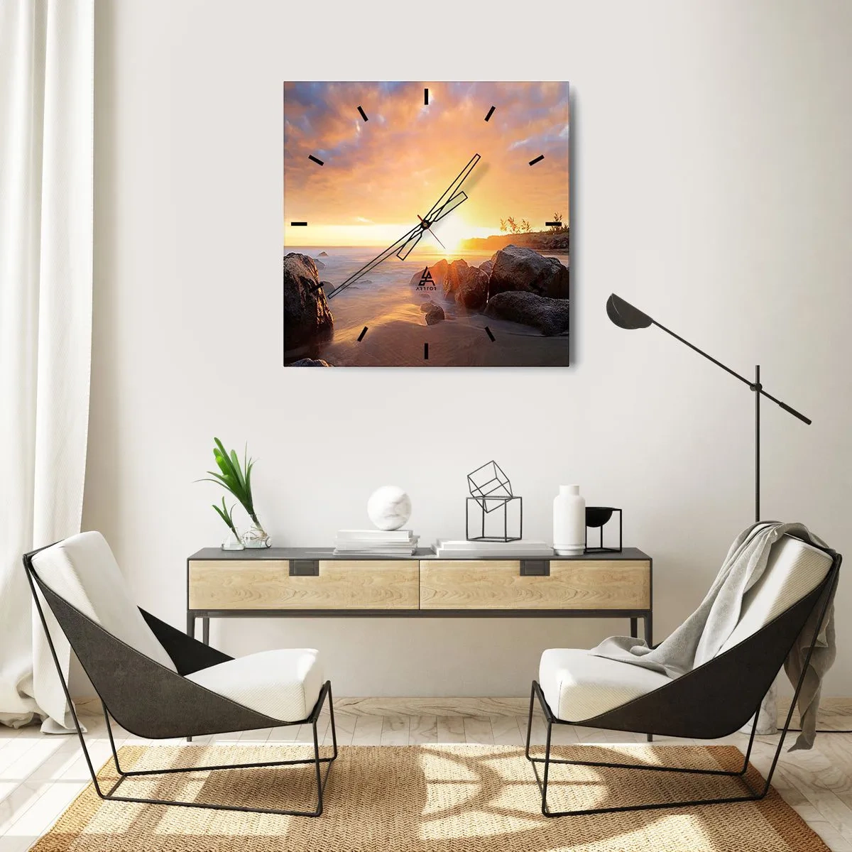 Horloge murale - Pendule murale - Brise lumineuse du soir - 40x40 cm