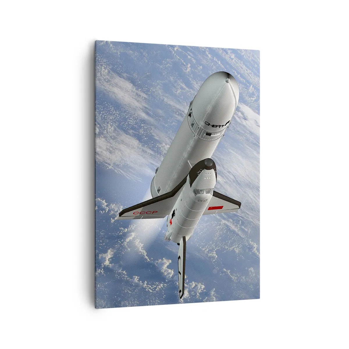Impression sur toile - Image sur toile - Une fusée spatiale s'élevant devant la Terre en arrière-plan - 70x100cm - Ascension cosmique - Décoration murale moderne pour le salon et la chambre ARTTOR
