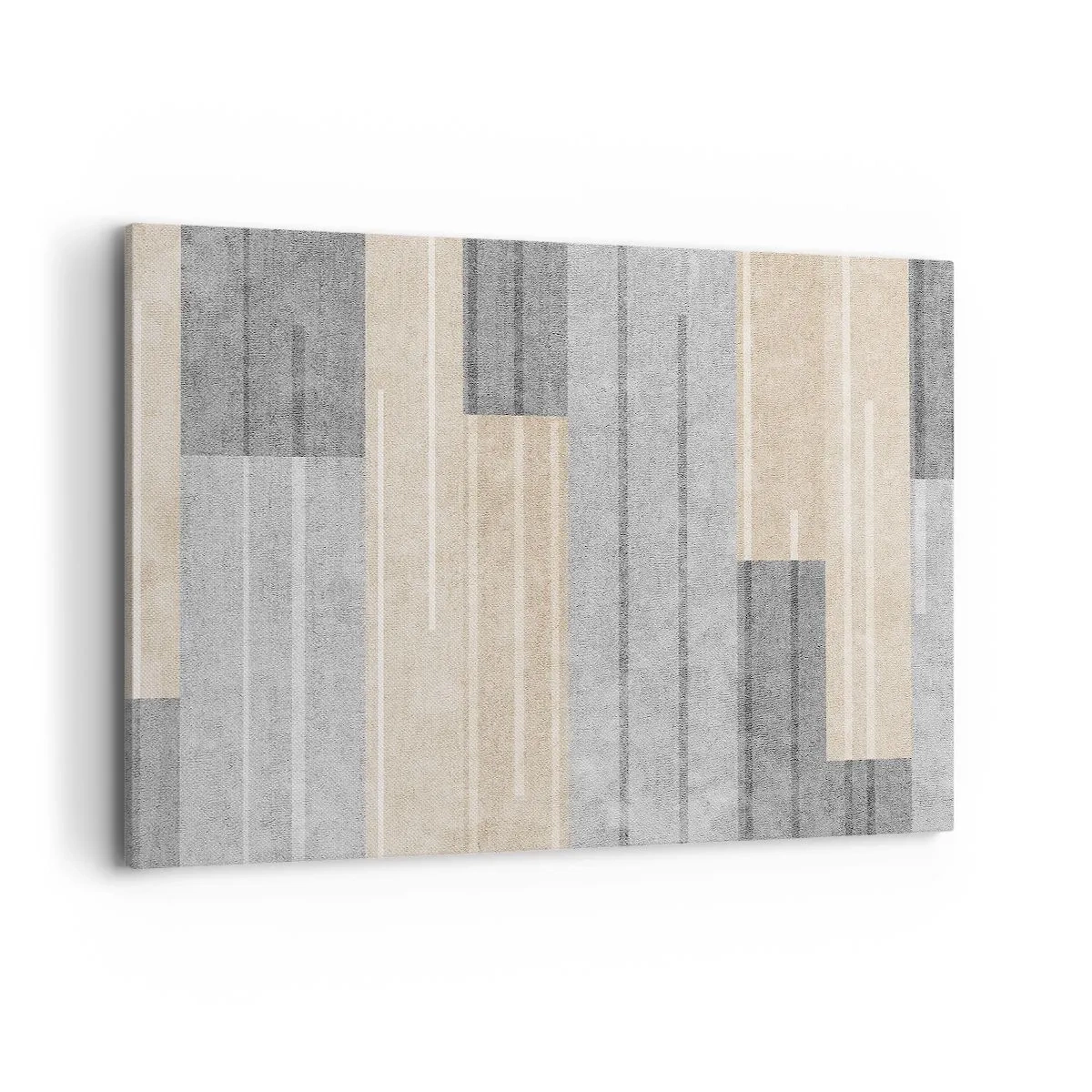 Impression sur toile - Image sur toile - Composition géométrique dans les tons de gris et de beige - 120x80cm - Composition : se tenir droit - Décoration murale moderne pour le salon et la chambre ARTTOR