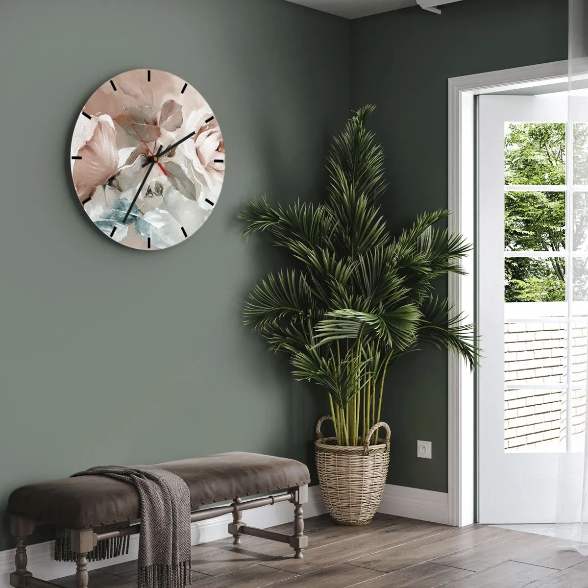 Horloge murale - Pendule murale - Fleurs délicates aux tons pastel sur fond clair - 30x30cm - L'esprit du romantisme - Décoration murale moderne pour le salon, la cuisine et la chambre ARTTOR