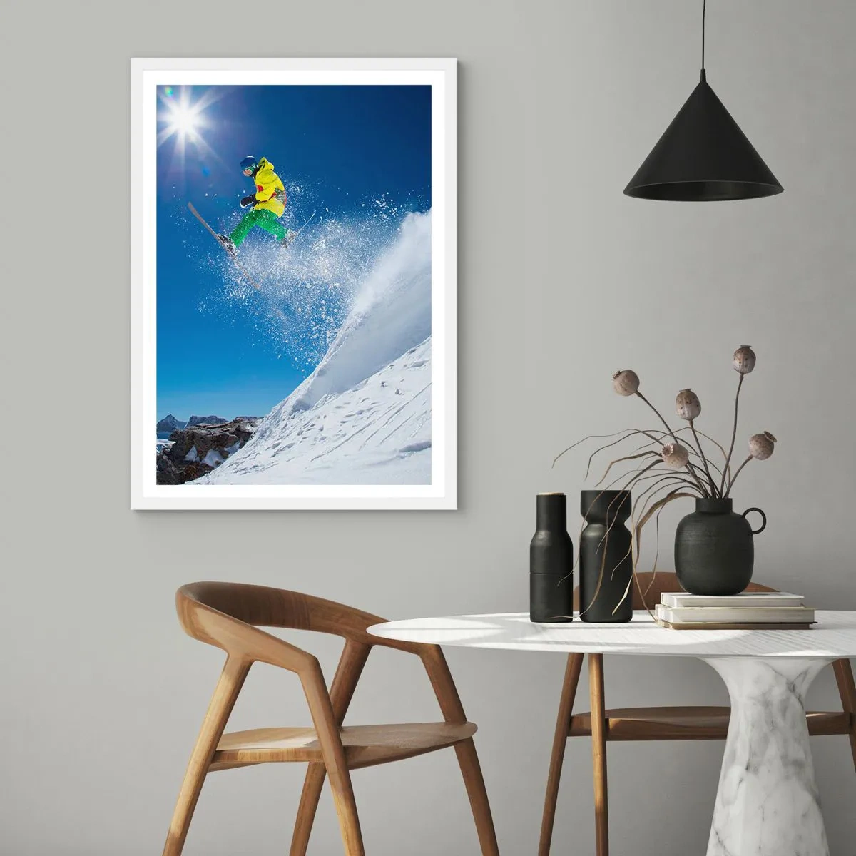 Affiche dans un cadre blanc - Poster - Danse avec les montagnes - 50x70 cm