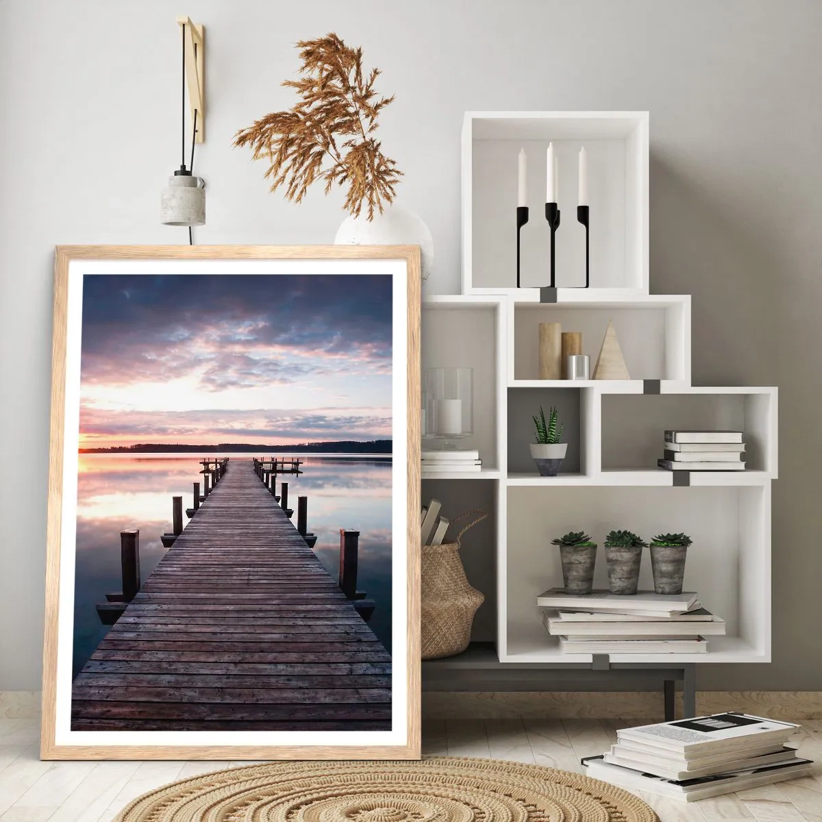 Affiche dans un chêne clair - Poster - Une frontière tranquille entre le jour et la nuit - 61x91 cm