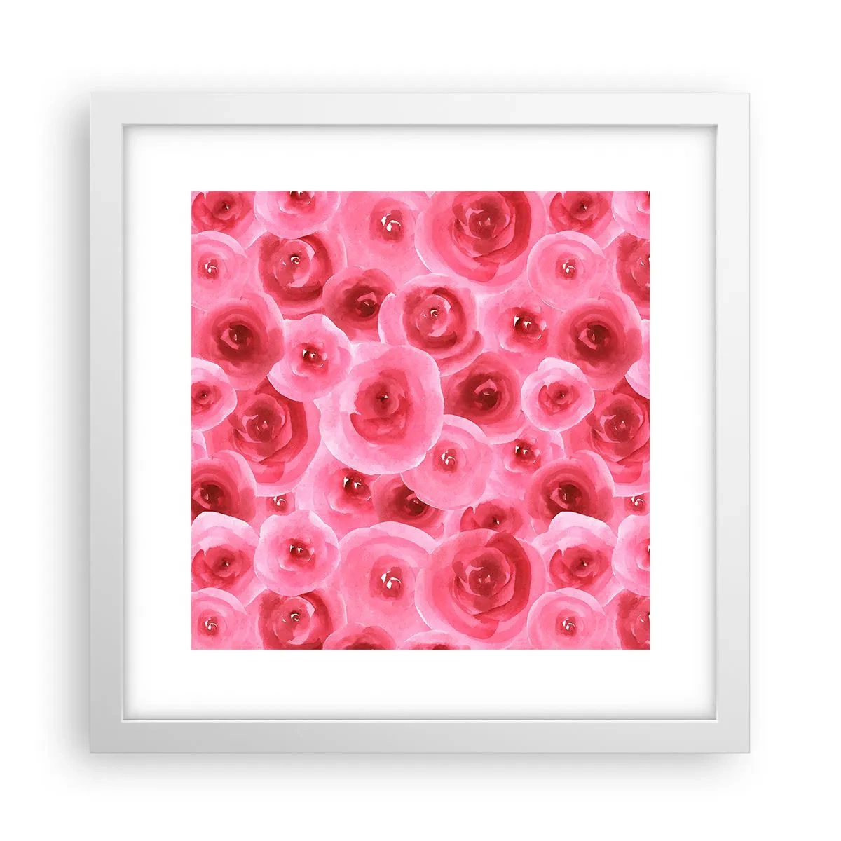 Affiche dans un cadre blanc - Poster - Roses en-haut et en-bas - 30x30 cm