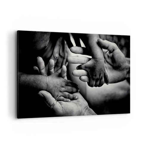 Impression sur toile - Image sur toile - Mains noires et blanches de différentes générations - 120x80cm - Être humain - Décoration murale moderne pour le salon et la chambre ARTTOR