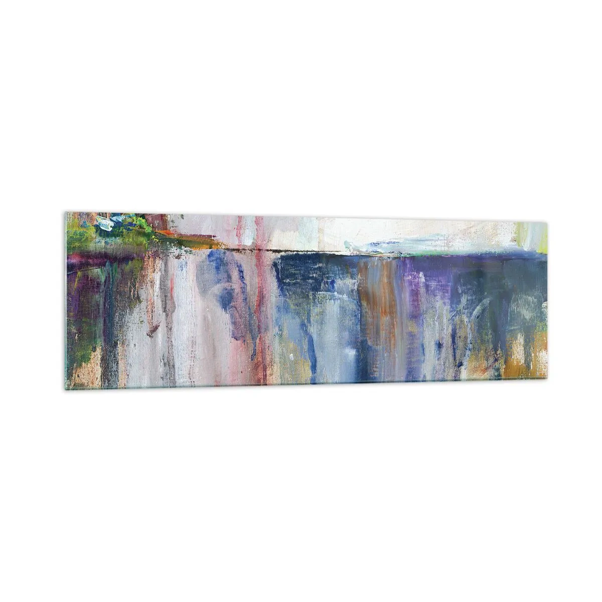 Impression sur verre - Image sur verre - Une composition abstraite de couleurs avec un effet de reflet sur la toile. - 160x50cm - Impressions et associations colorées - Décoration murale moderne pour le salon et la chambre ARTTOR