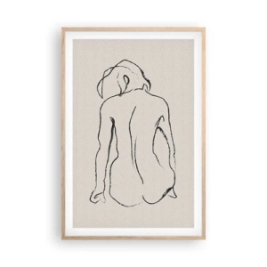 Affiche dans un chêne clair - Poster - Femme nue - 61x91 cm