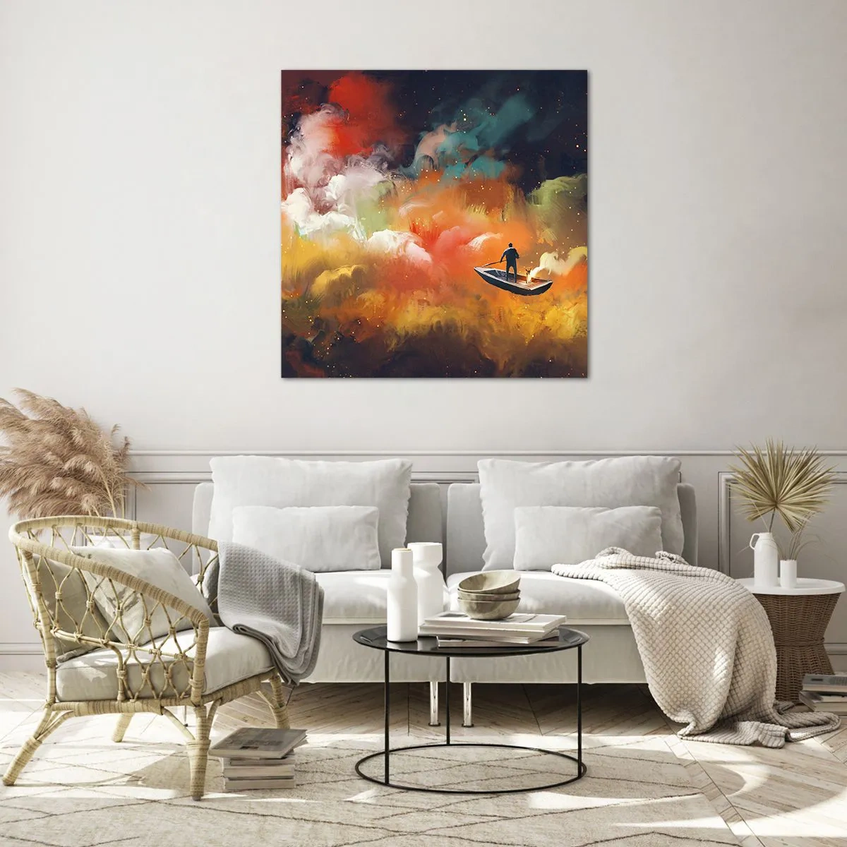 Impression sur verre - Image sur verre - En bateau à travers la galaxie - 70x70 cm