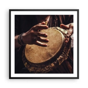 Affiche dans un cadre noir - Poster - Au rythme du coeur - 60x60 cm