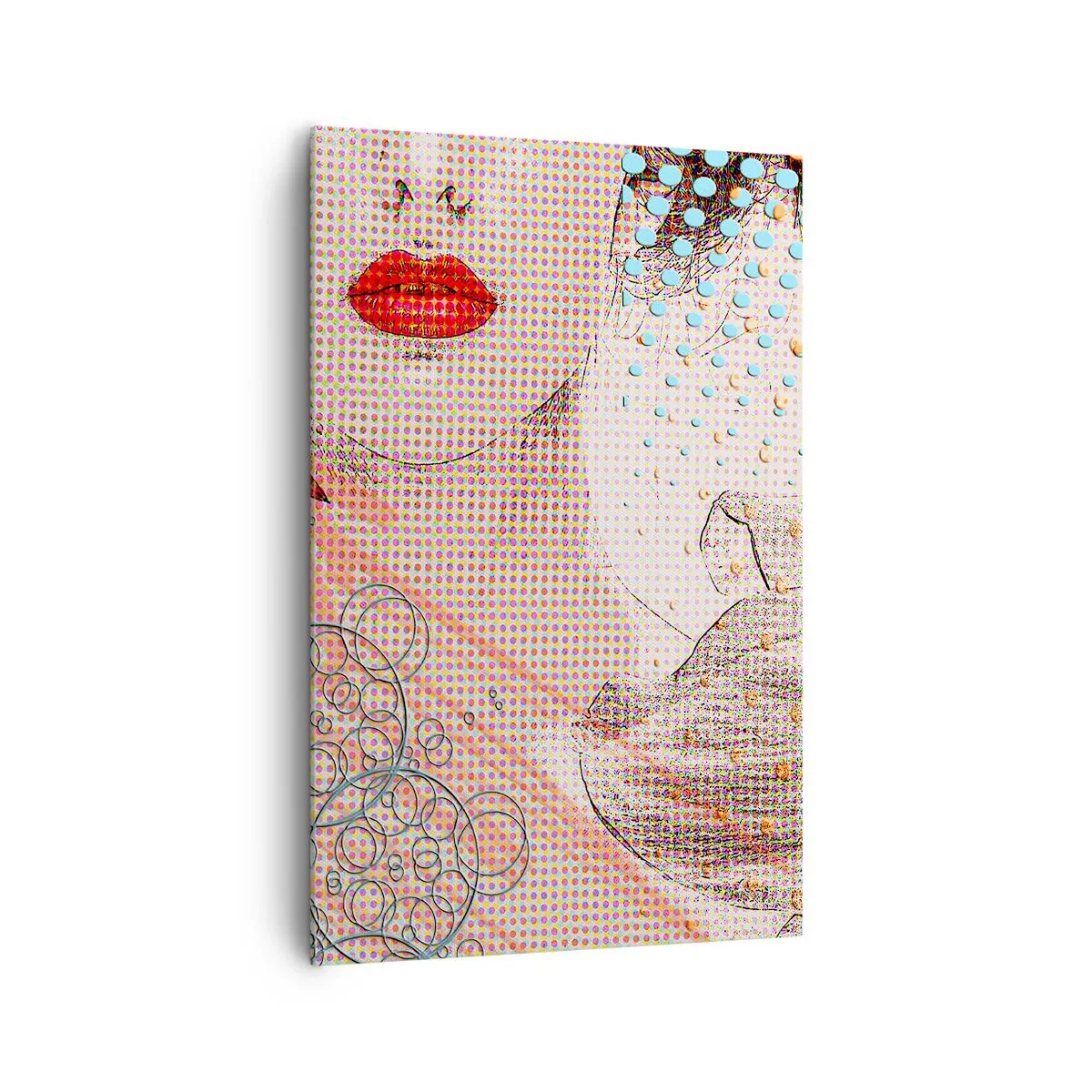 Impression sur toile - Image sur toile - Œuvre d'art abstraite avec un motif de bouche et d'orchidée - 80x120cm - Héroïne de bande dessinée - Décoration murale moderne pour le salon et la chambre ARTTOR