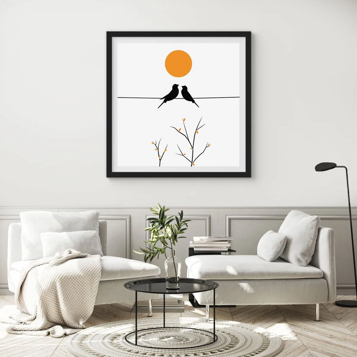 Affiche dans un cadre noir - Poster - Soirée pour rossignols - 30x30 cm