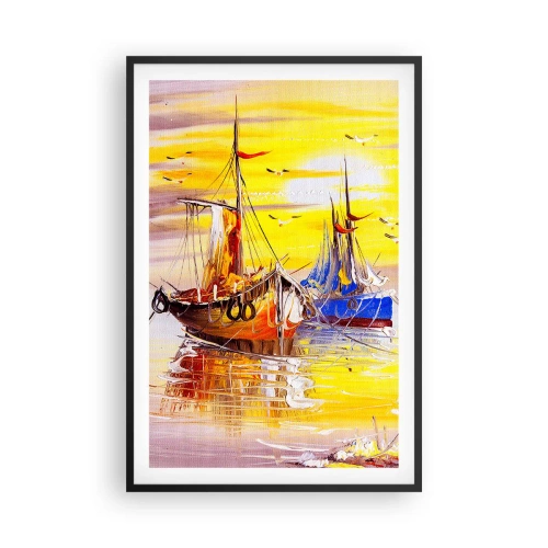 Affiche dans un cadre noir - Poster - Un repos bien mérité au port - 61x91 cm