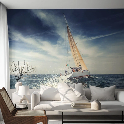 Papier peint sur mesure Premium Canvas - Ils ne nous rattraperont pas ! - Voilier, Océan, Voilier