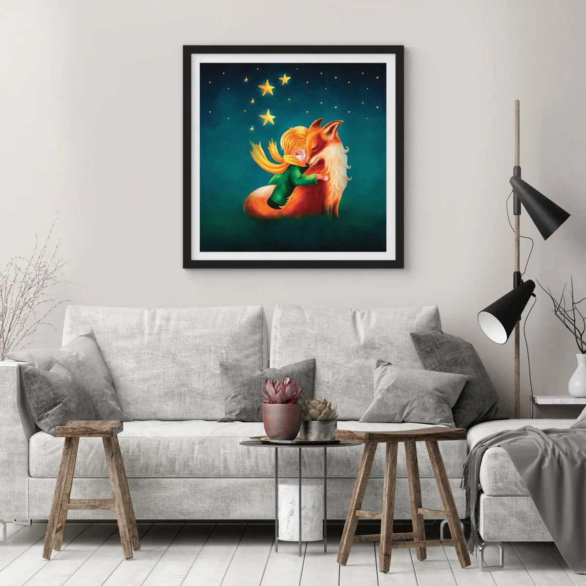 Affiche dans un cadre noir - Poster - Petit Prince - 60x60 cm
