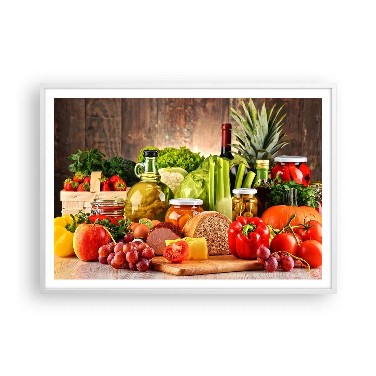 Affiche dans un cadre blanc - Poster - Fumé, cuit au four et mariné - 100x70 cm