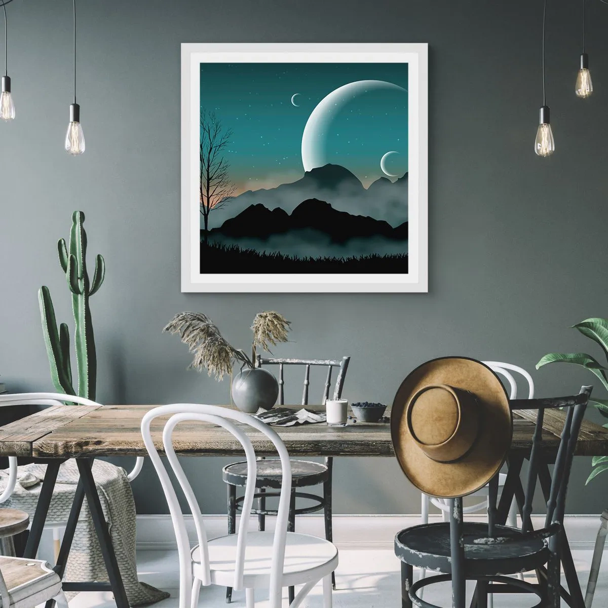 Affiche dans un cadre blanc - Poster - Carnaval de la nuit étoilée - 50x50 cm