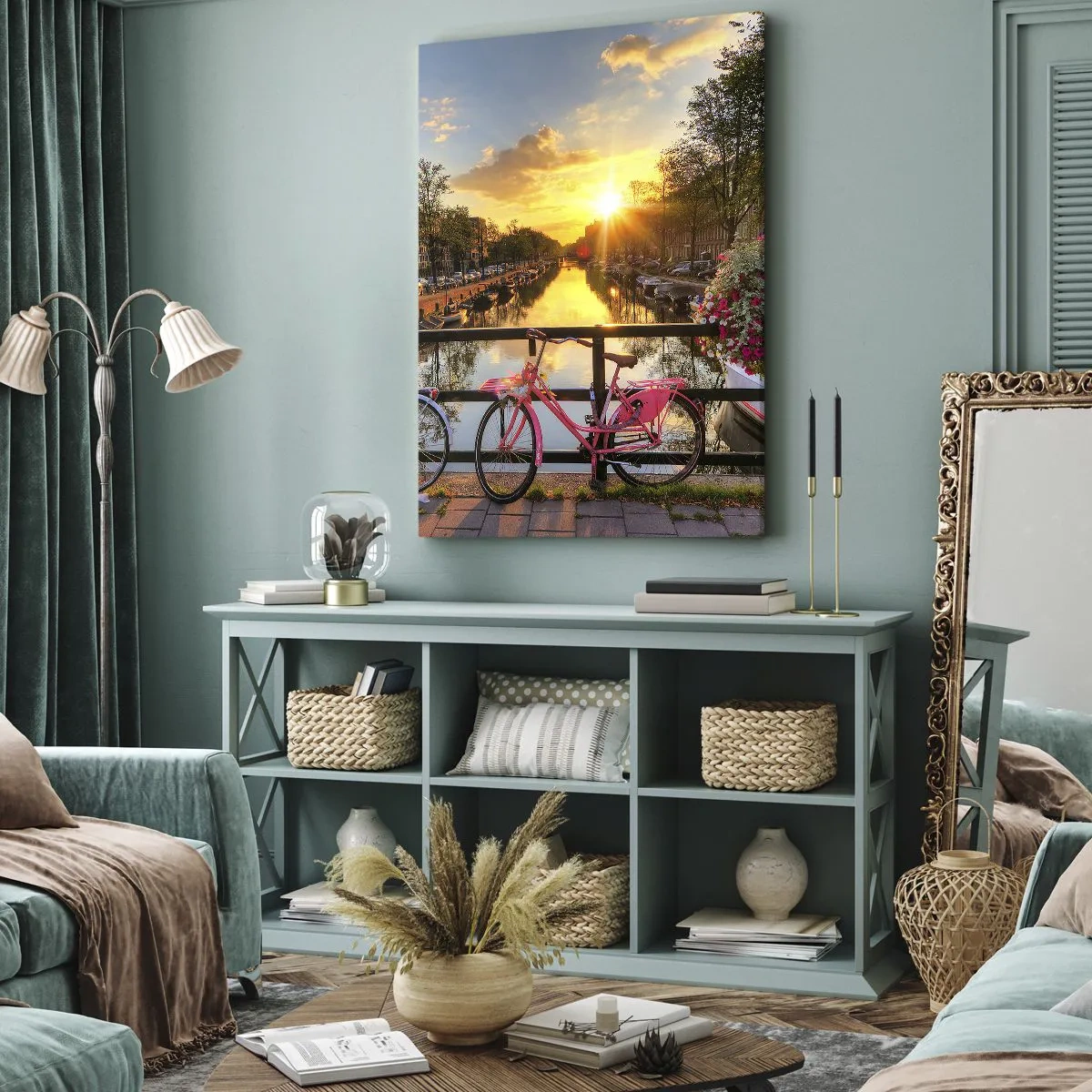 Impression sur toile - Image sur toile - Matin de printemps à Amsterdam - 55x100 cm