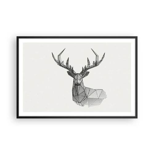 Affiche dans un cadre noir - Poster - Cerf dans un style cubique - 91x61 cm