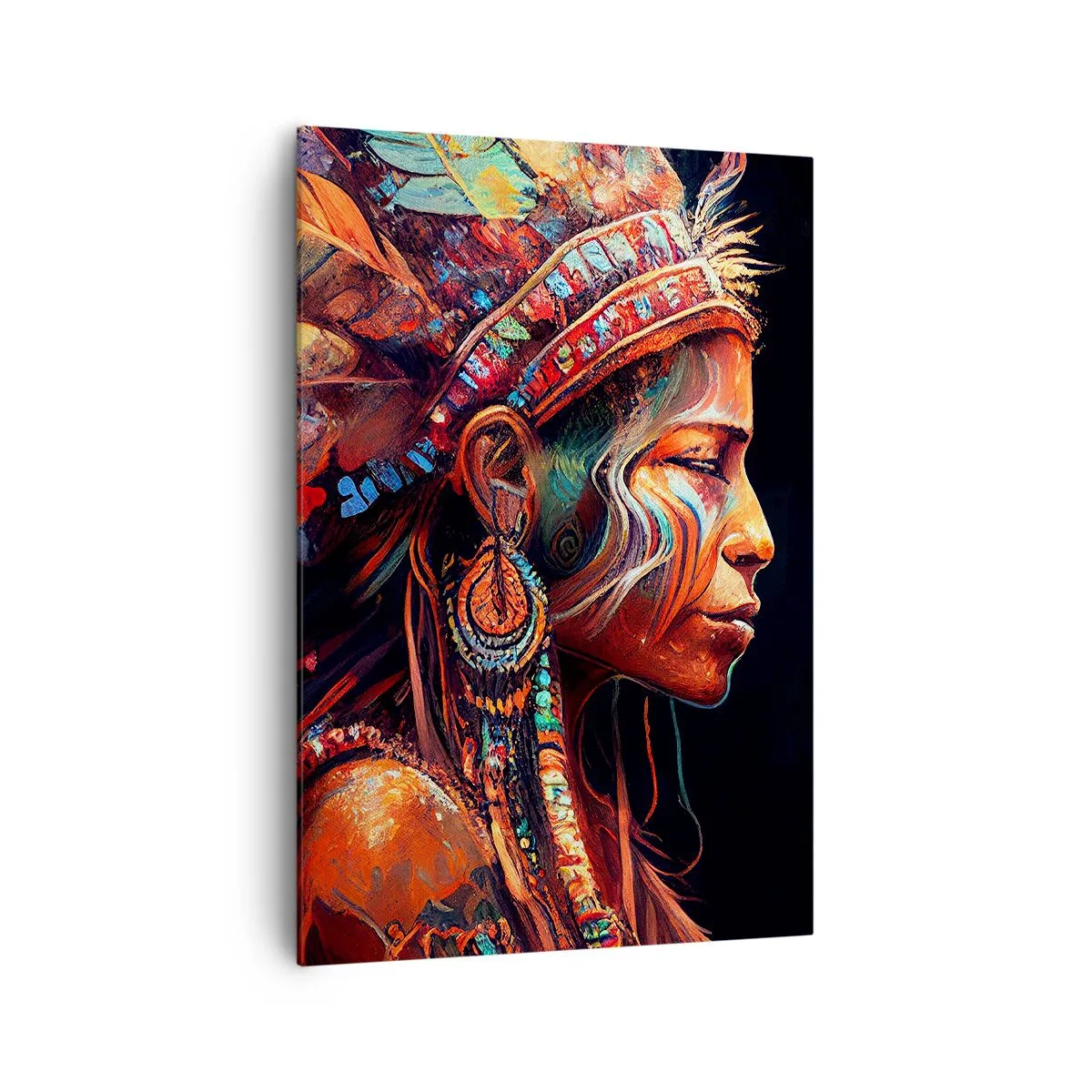 Impression sur toile - Image sur toile - Une figure colorée de style ethnique avec une tasse de boisson fumante - 70x100cm - Rituel magique - Décoration murale moderne pour le salon et la chambre ARTTOR