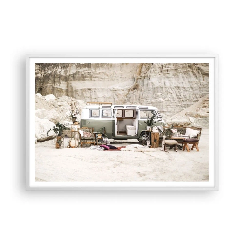 Affiche dans un cadre blanc - Poster - Il est temps de commencer le voyage - 100x70 cm