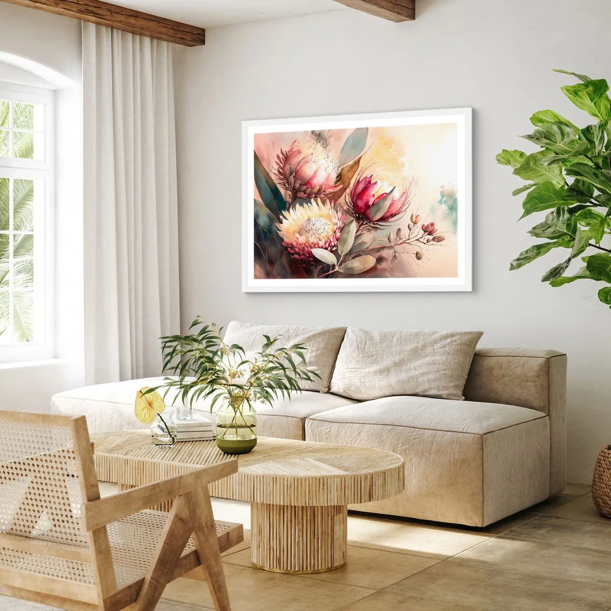 Affiche dans un cadre blanc - Poster - De profil et de face - 91x61 cm