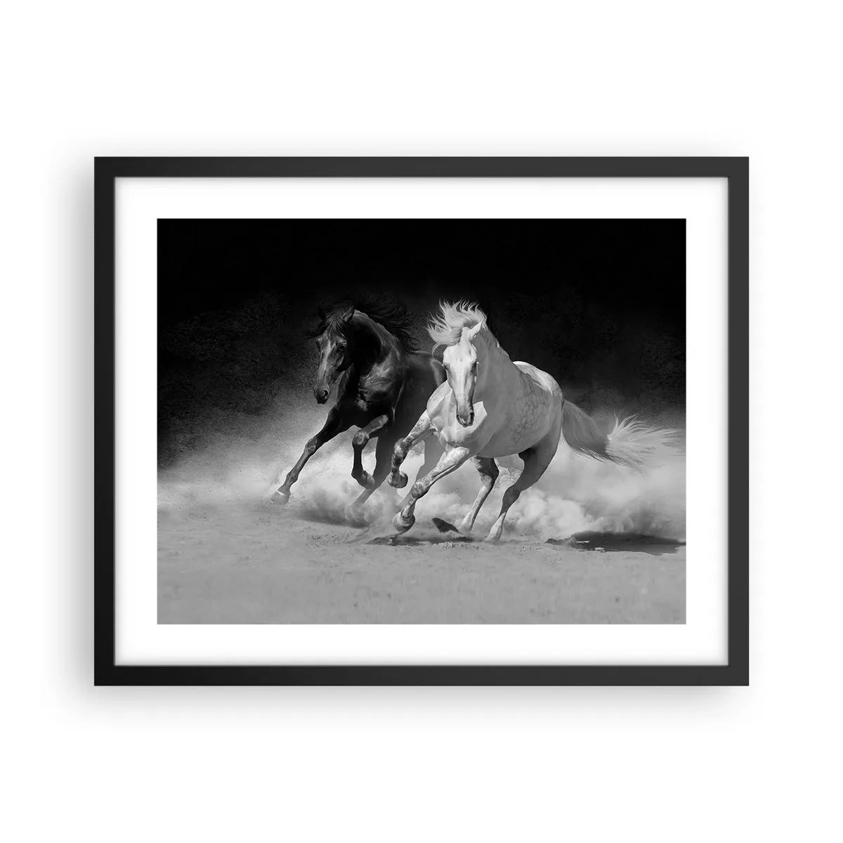 Affiche dans un cadre noir - Poster - Galop de la liberté - 50x40 cm