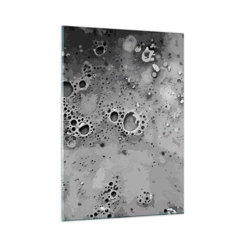 Impression sur verre - Image sur verre - Un motif abstrait ressemblant à la surface de la lune dans des tons de gris. - 50x70cm - Comme un paysage lunaire - Décoration murale moderne pour le salon et la chambre ARTTOR