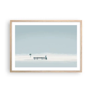 Affiche dans un chêne clair - Poster - Oui, j'attends. - 70x50 cm