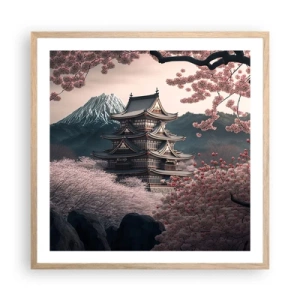 Affiche dans un chêne clair - Poster - Le pays des cerisiers en fleurs - 60x60 cm