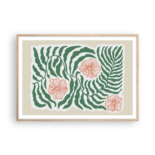 Affiche dans un chêne clair - Poster - Fleurit en vert - 100x70 cm