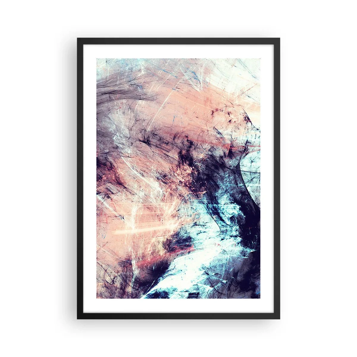 Affiche dans un cadre noir - Poster - Abstraction dans des tons pastel et sombres - 50x70cm - Sentir le vent - Décoration murale moderne pour le salon et la chambre ARTTOR