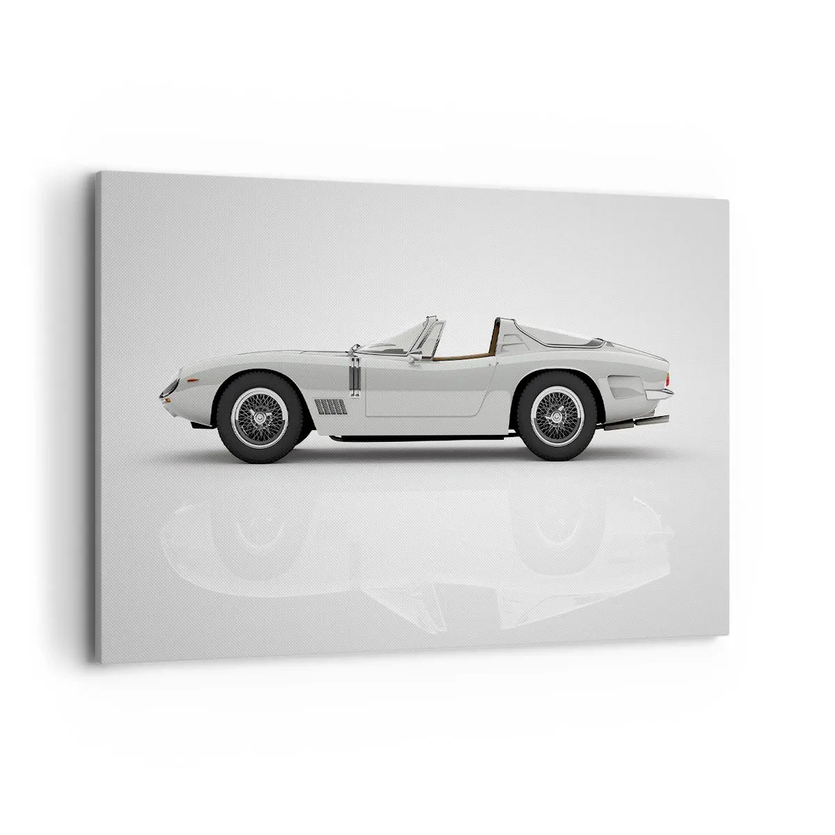 Impression sur toile - Image sur toile - Cabriolet blanc classique sur fond clair - 120x80cm - Promesse de plaisir - Décoration murale moderne pour le salon et la chambre ARTTOR