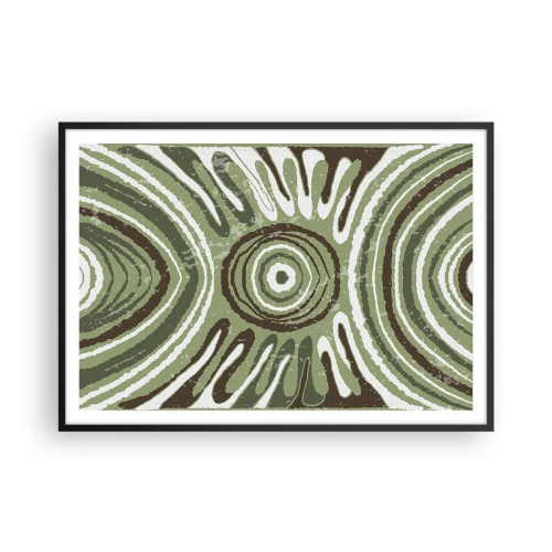 Affiche dans un cadre noir - Poster - Motifs abstraits dans les tons de vert et de marron - 100x70cm - Une explosion d'émotions - Décoration murale moderne pour le salon et la chambre ARTTOR
