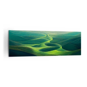 Impression sur toile - Image sur toile - Collines verdoyantes avec des sentiers vallonnés - 160x50cm - Dans les vallées verdoyantes - Décoration murale moderne pour le salon et la chambre ARTTOR
