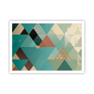 Affiche - Poster - Motifs géométriques dans les tons turquoise et marron - 100x70cm - Unité de la multiplicité, multiplicité de l'unité - Décoration murale moderne pour le salon et la chambre ARTTOR